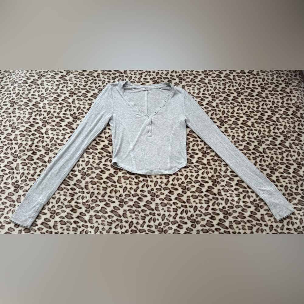 Garage Light Gray Long Sleeve Blouse